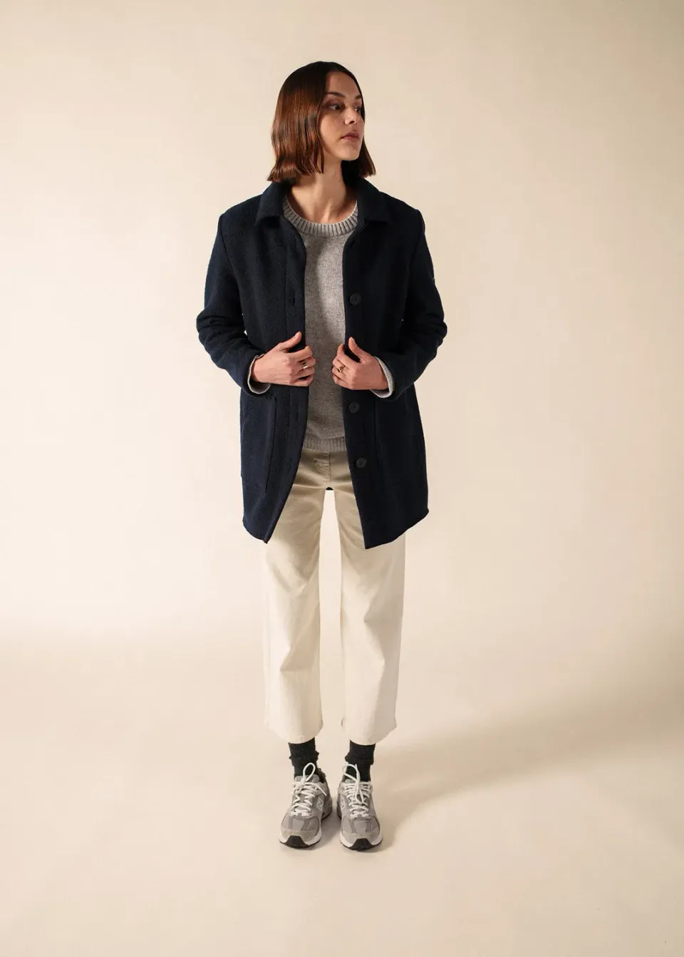 Saint James Pyrénées veste femme navy laine bouillie