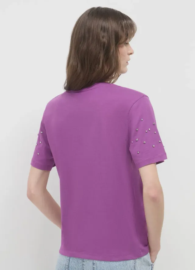 Calliope T-shirt manches strass femme coton