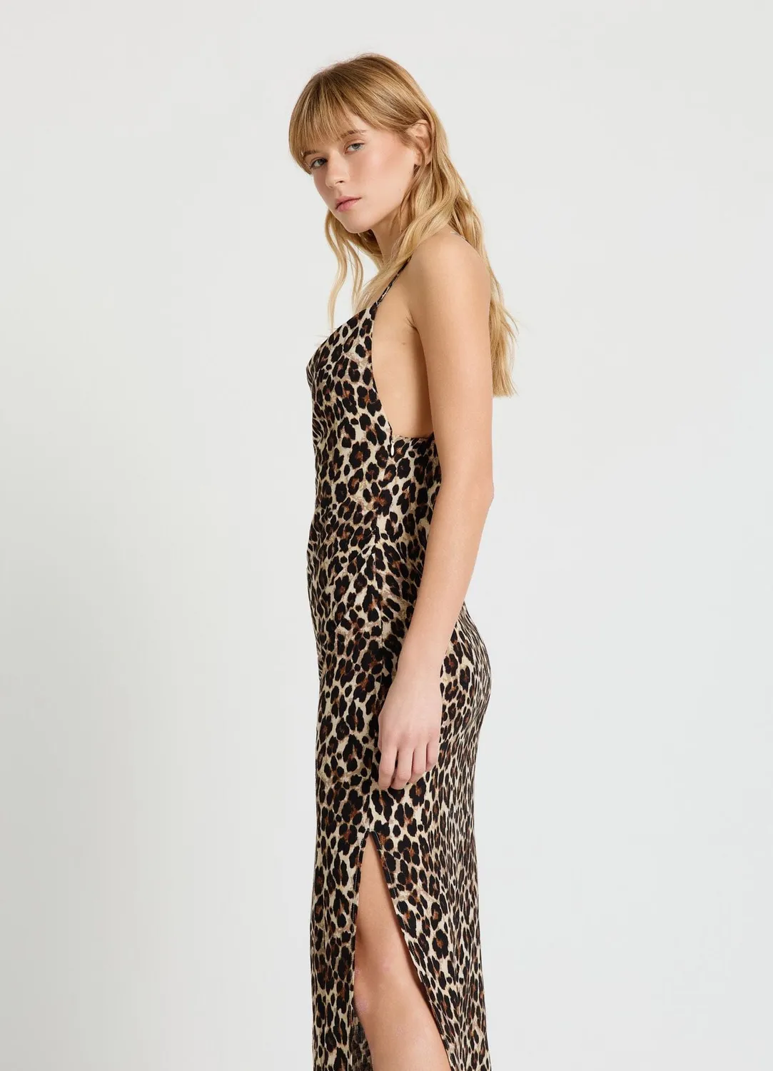 Calliope robe longue drapée animalier taille S