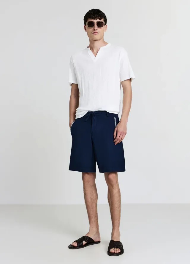Calliope t-shirt serafino homme coton uni manches courtes