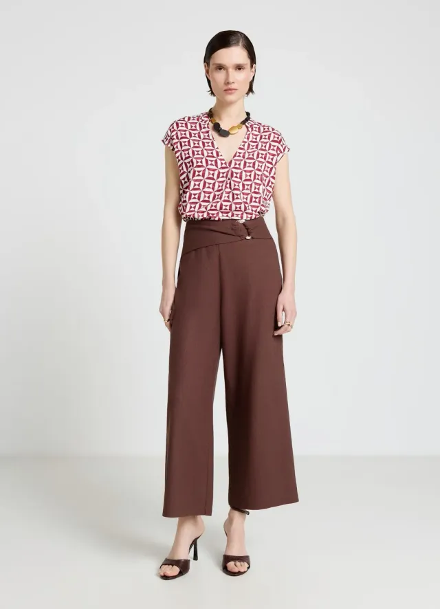 Calliope chemise géométrique femme col V manches courtes