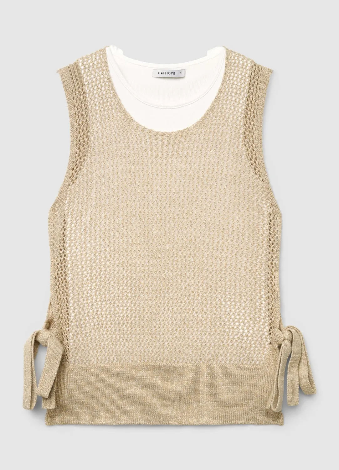 Calliope top maille uni sans manches à lacets