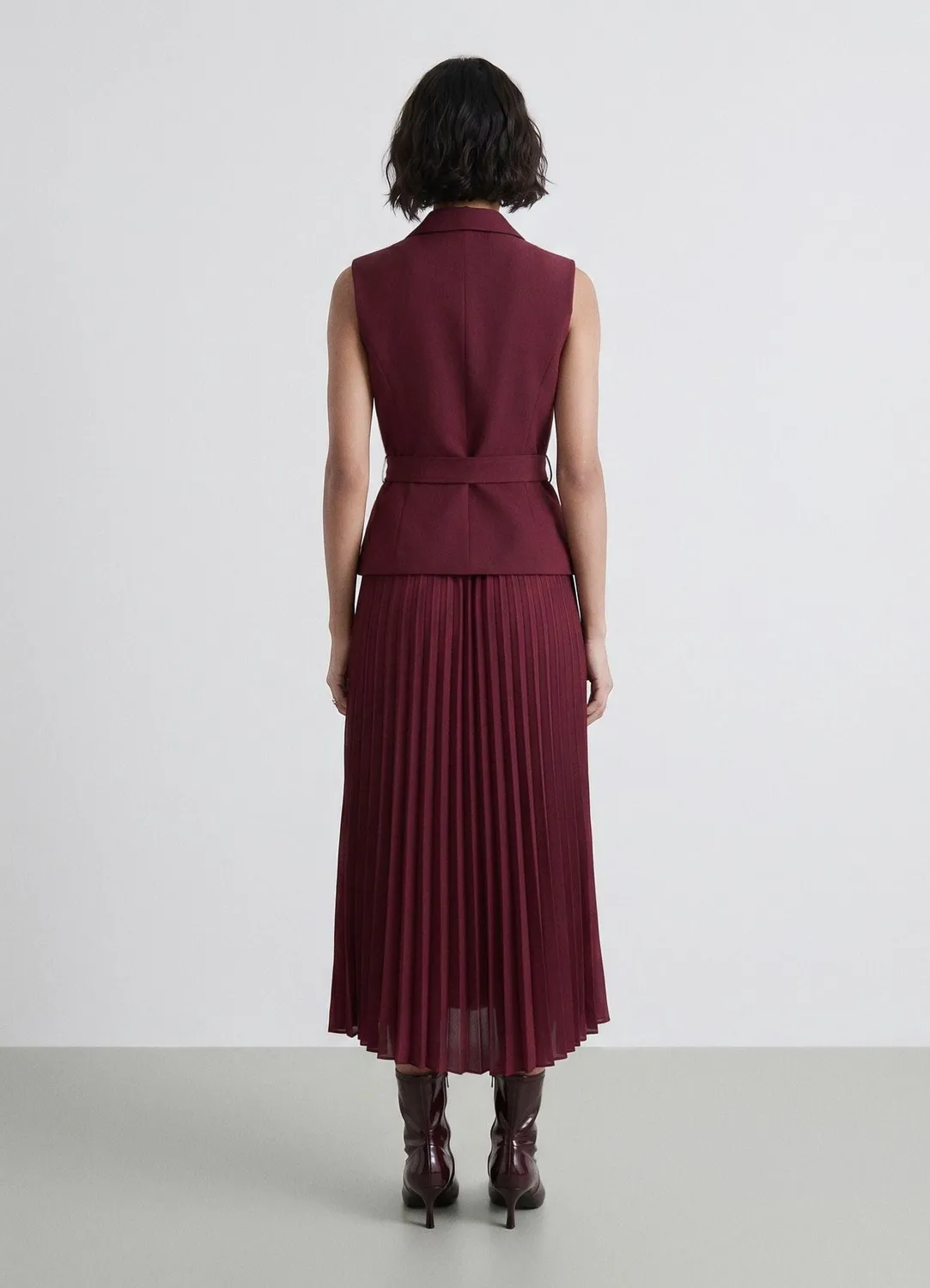 Calliope robe gilet plissée femme ceinture