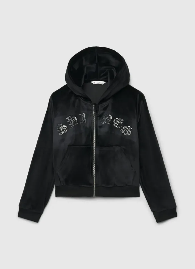 Calliope sweat fille capuche zippé écriture brillant