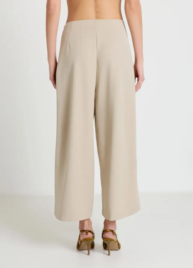Calliope culotte à plis pantalon large uni zip latéral