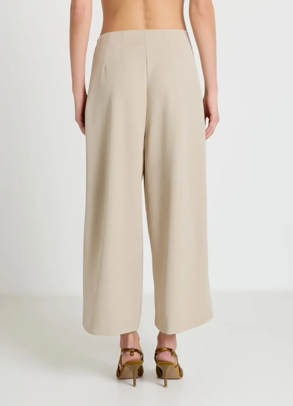 Calliope culotte à plis pantalon large uni zip latéral
