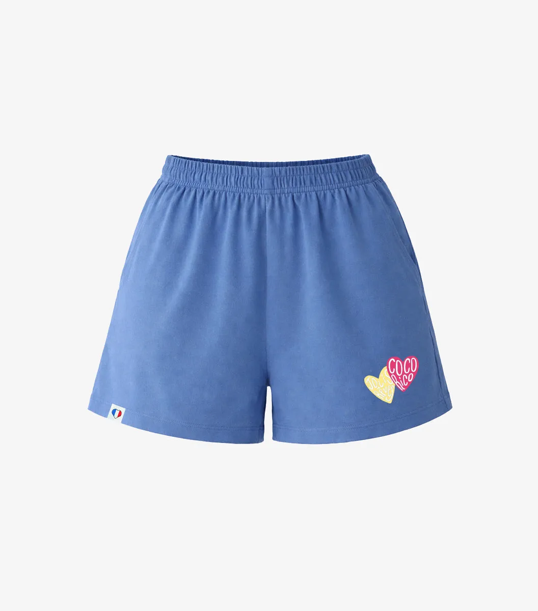 Cocorico Jolis Rêves short pyjama femme bleu riviera
