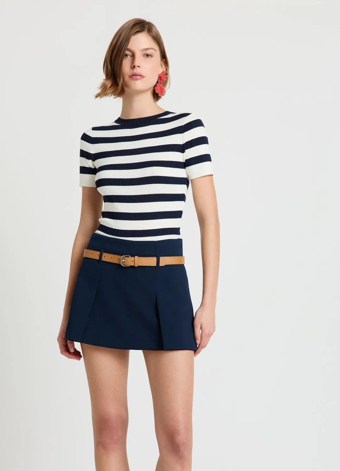 Calliope jupe-short à ceinture femme plissé mini