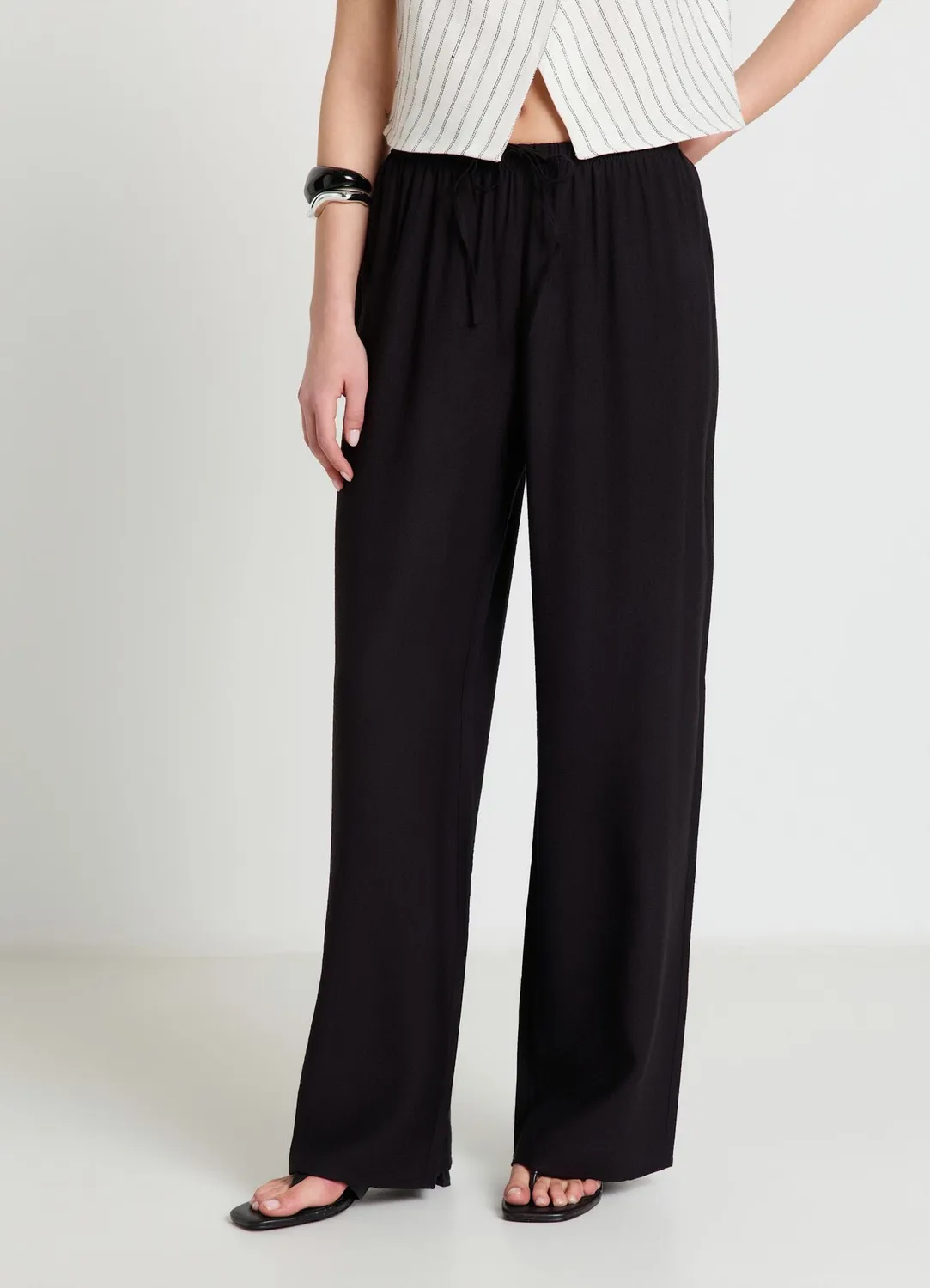 Calliope Pantalon palazzo femme large uni cordon