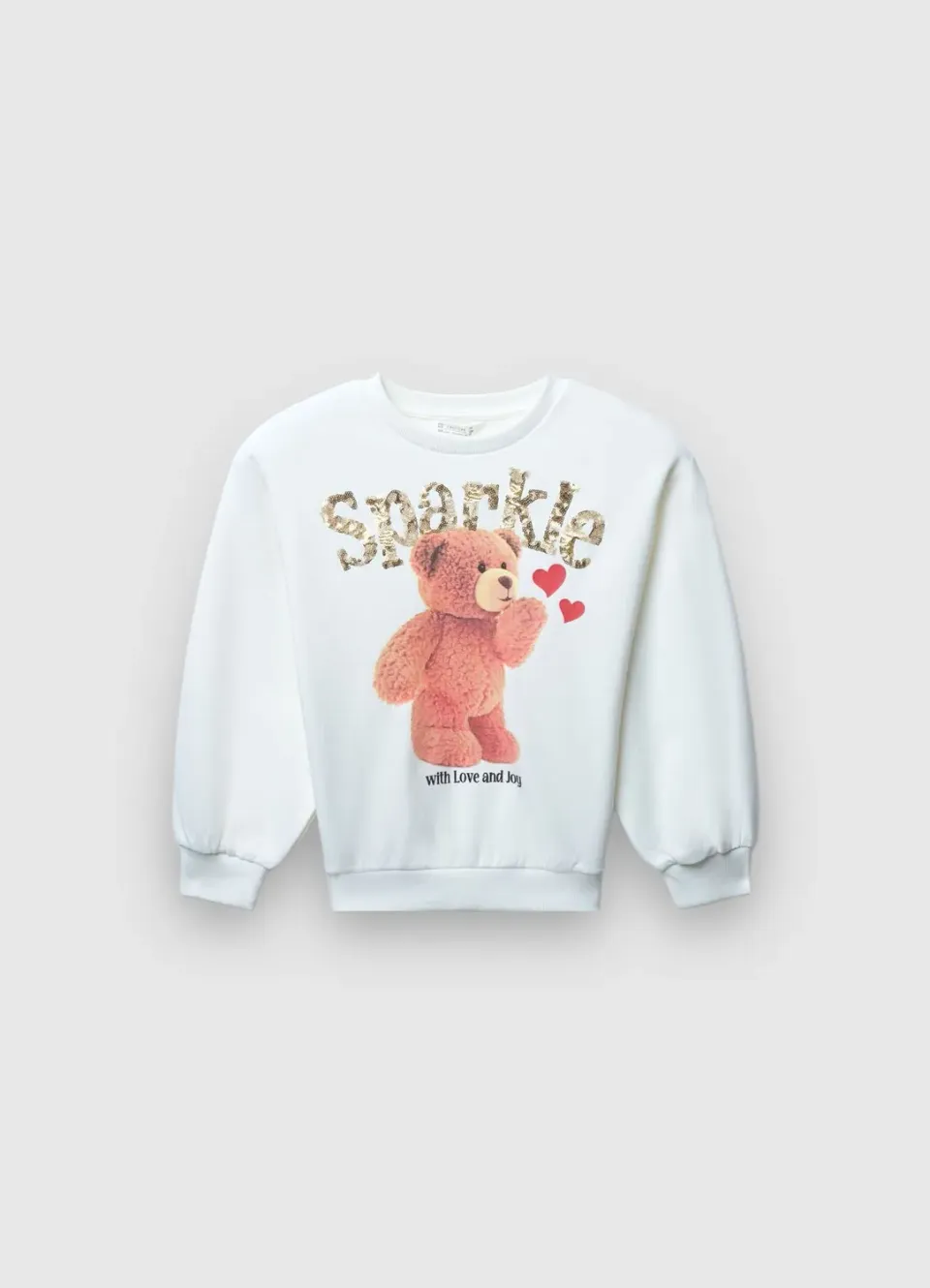 Calliope sweat ours fille col rond paillettes