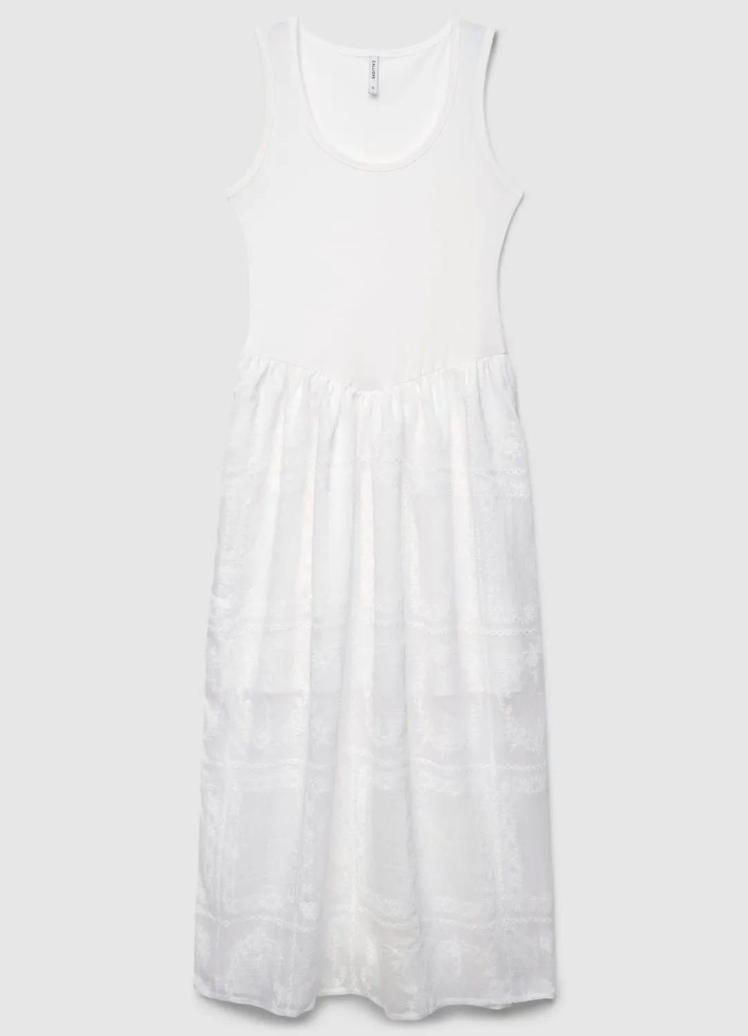 Calliope robe longue femme sans manches brodée