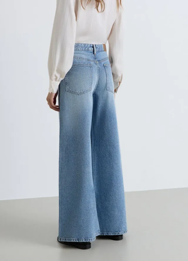Calliope jean femme wide leg taille basse uni