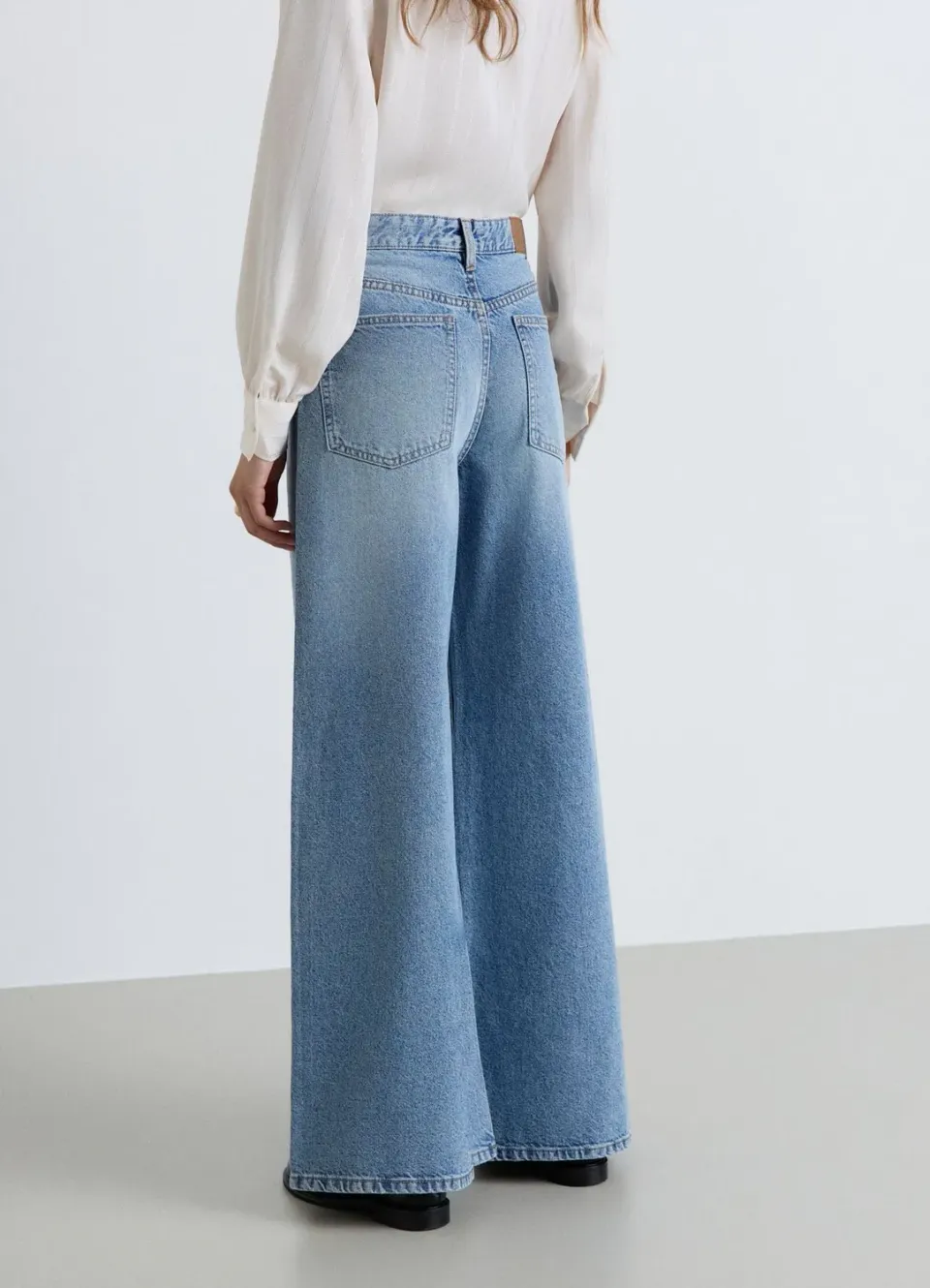 Calliope jean femme wide leg taille basse uni