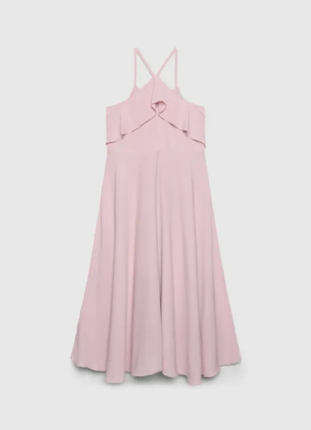 Calliope robe longue fille à volants unie 8-9 ans cérémonie