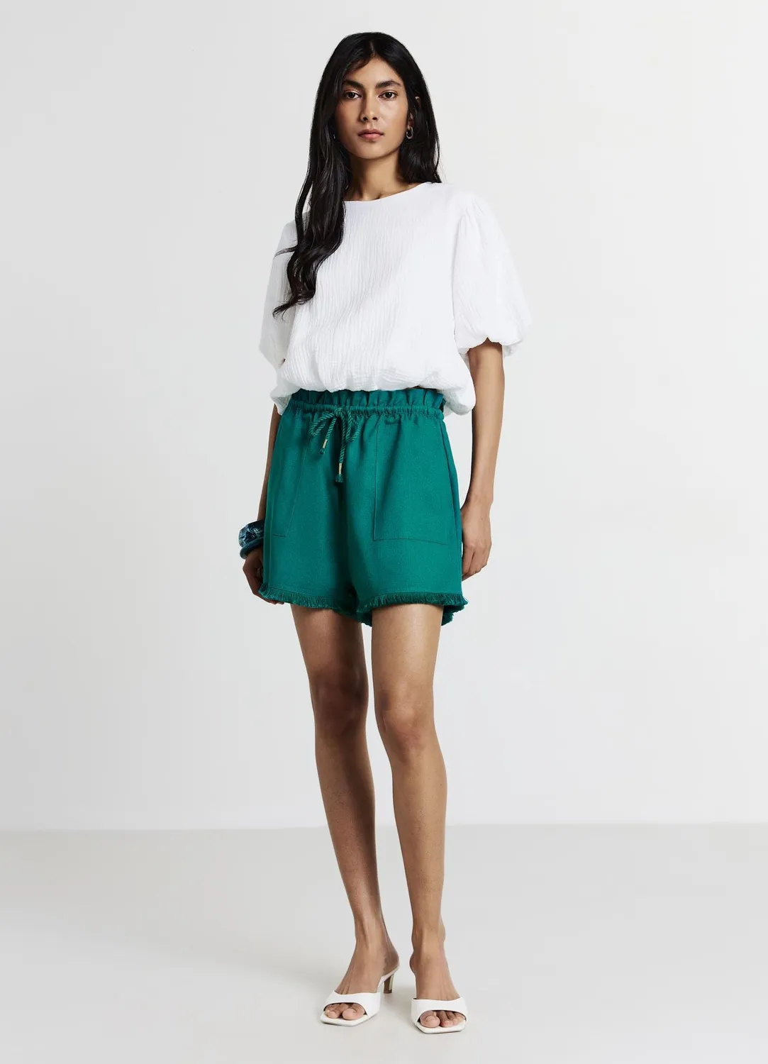 Calliope short femme lin franges uni