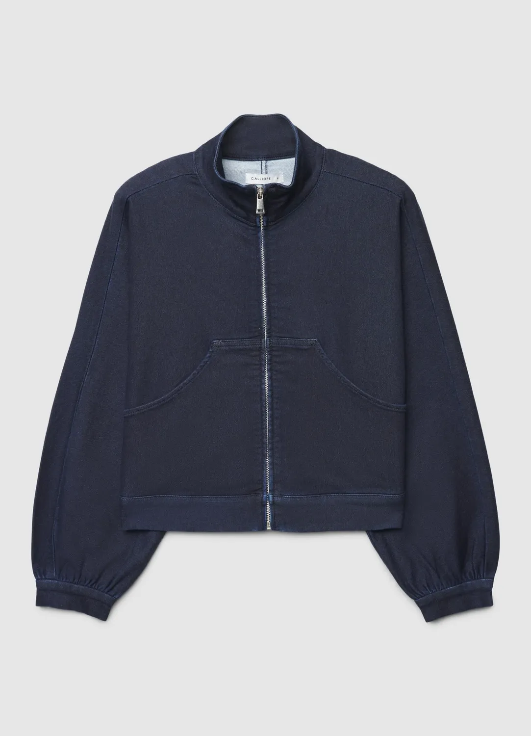 Calliope sweat zippé femme col montant effet denim