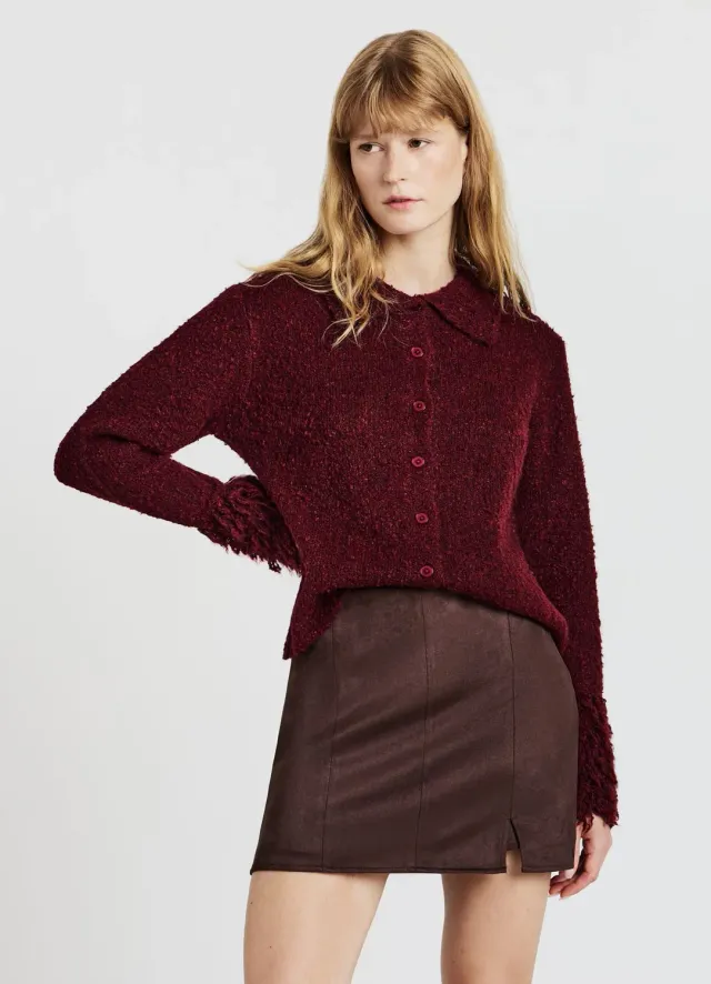 Calliope cardigan bouclé gilet femme boutons