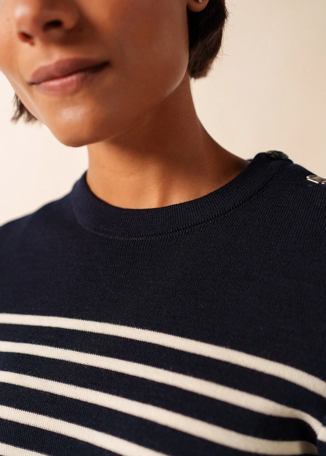 Saint James Brégançon pull marin navy écume laine
