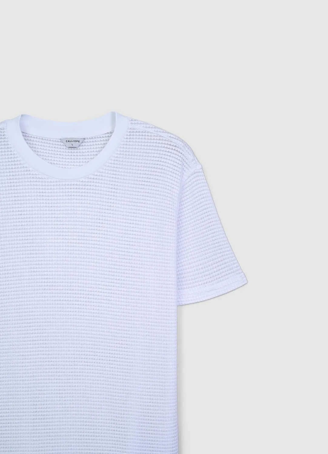 Calliope T-shirt homme travaillé col rond uni manches courtes