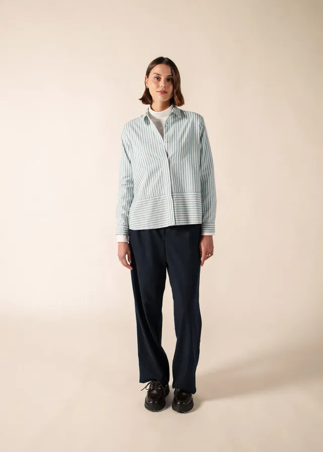 Saint James Nadège chemise popeline blanc céleste T36-T50