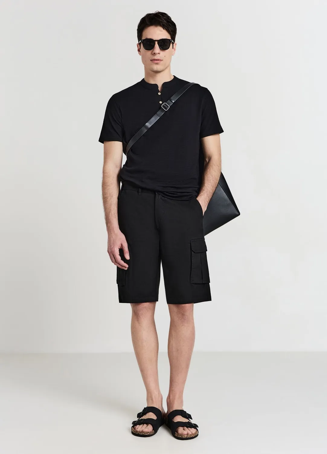 Calliope t-shirt homme coton col coréen uni