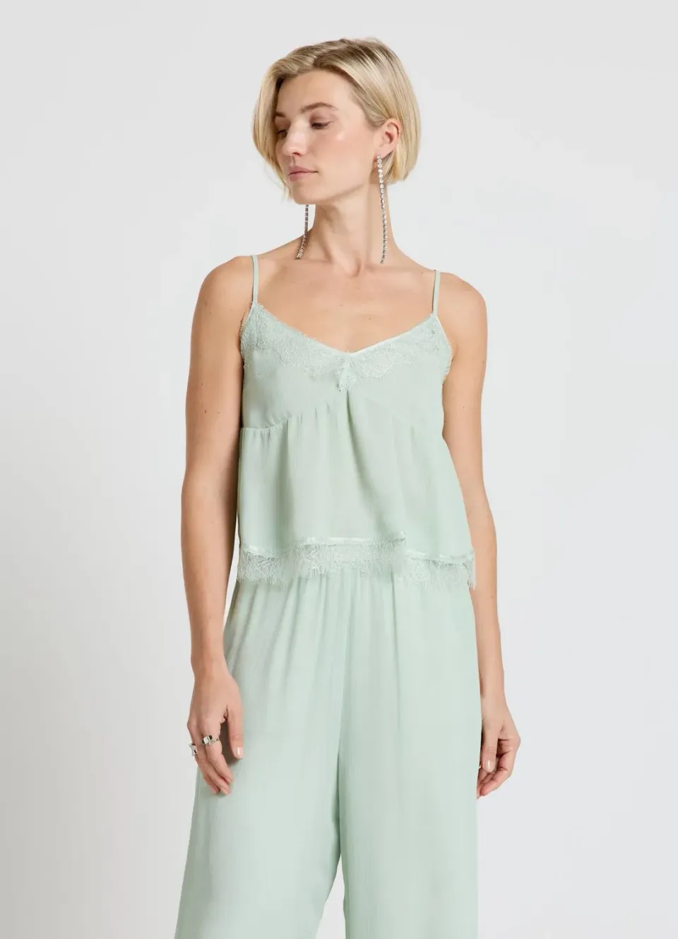 Calliope Top volants caraco femme uni dentelle