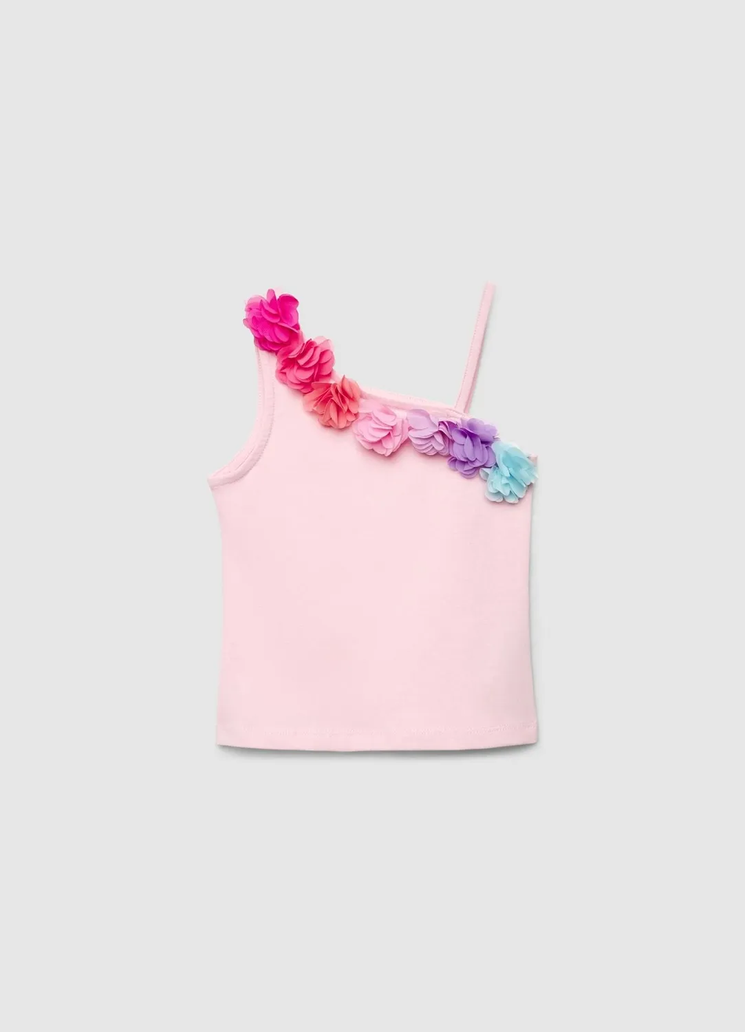 Calliope top une épaule fille fleurs appliquées