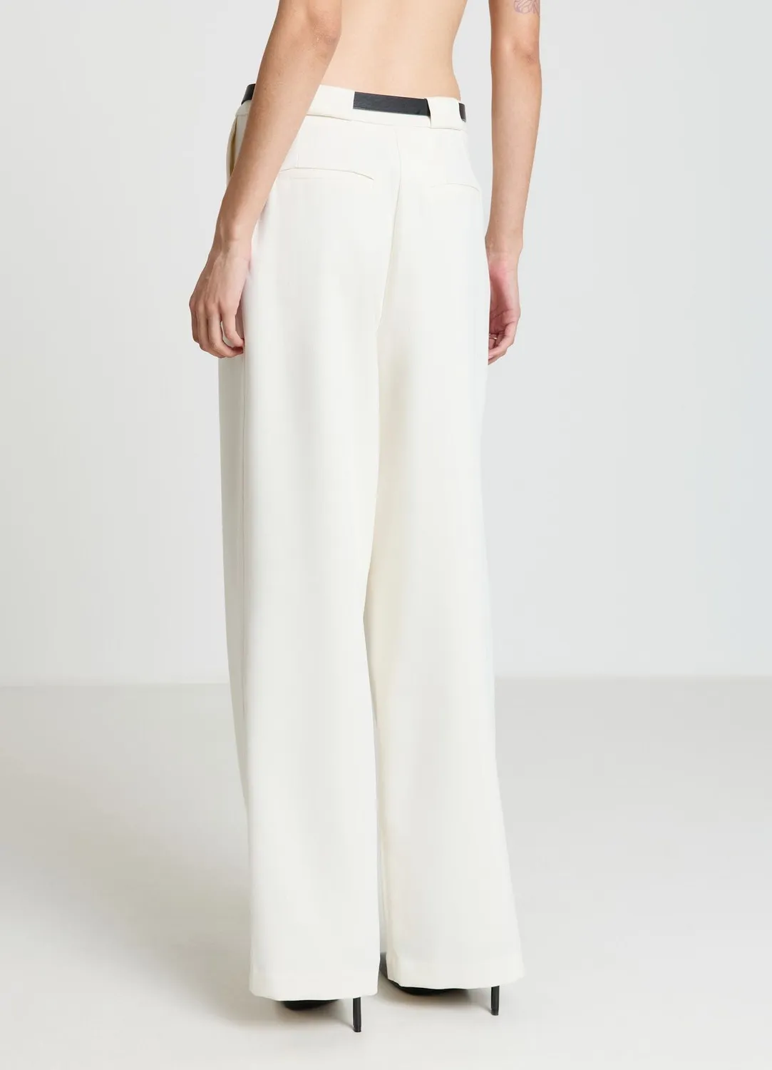 Calliope Pantalon Palazzo Plissé femme large avec ceinture