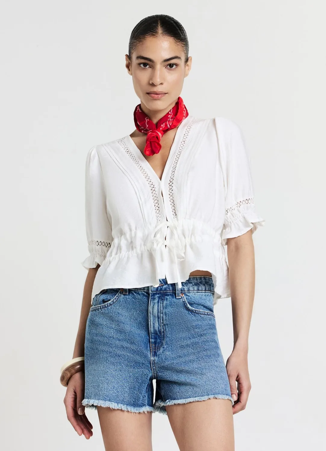 Calliope short mom femme denim effiloché