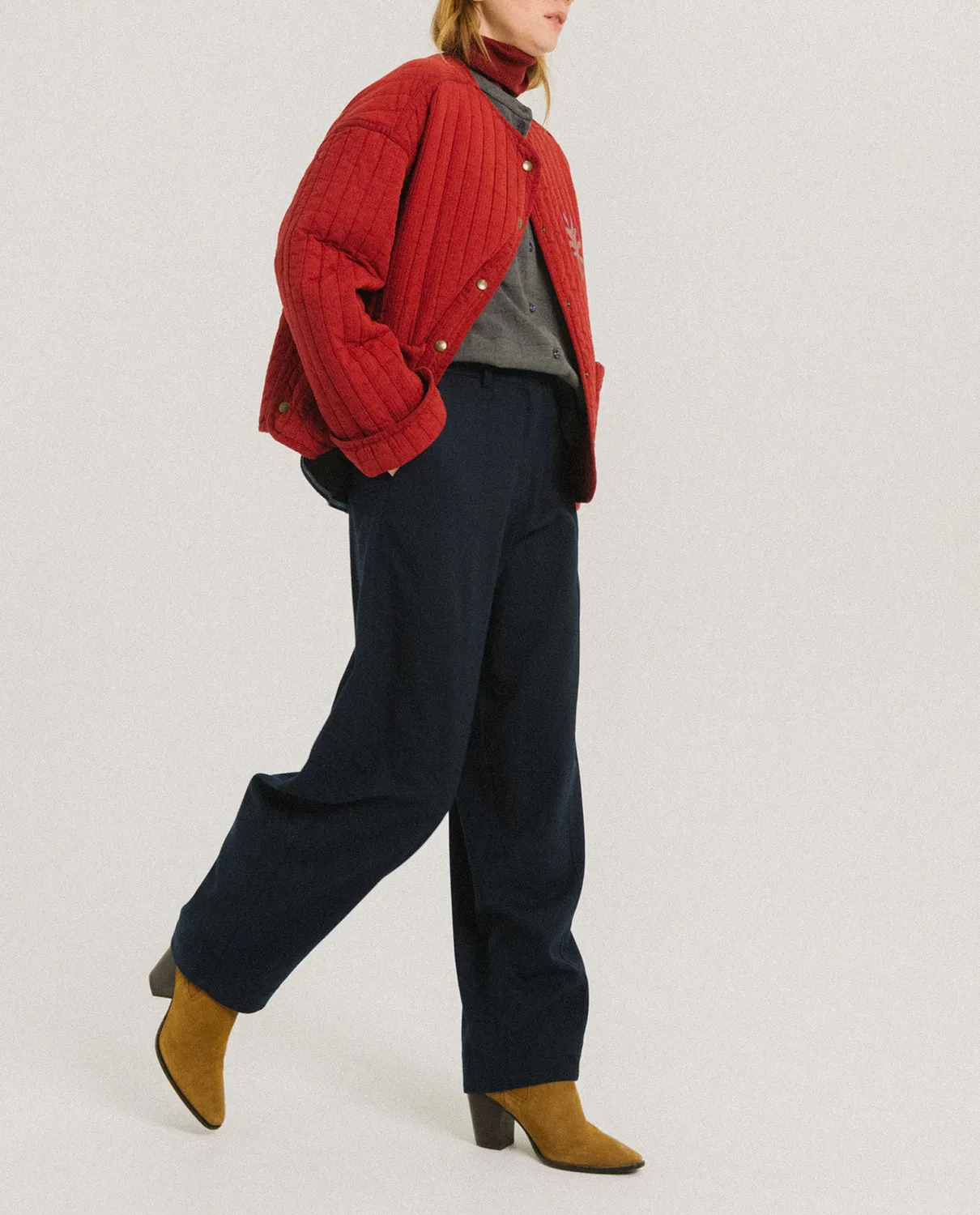 TINSELS EDWIN NAVY pantalon barrel gabardine