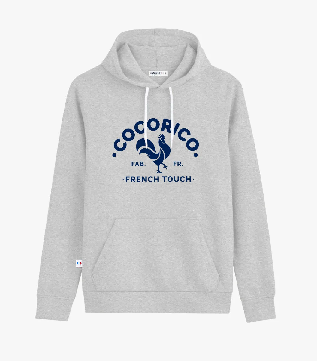 Cocorico Coq Français sweat capuche femme gris coton