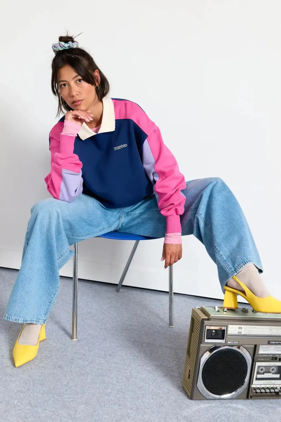 Perpète Mel sweat marine rose coton bio