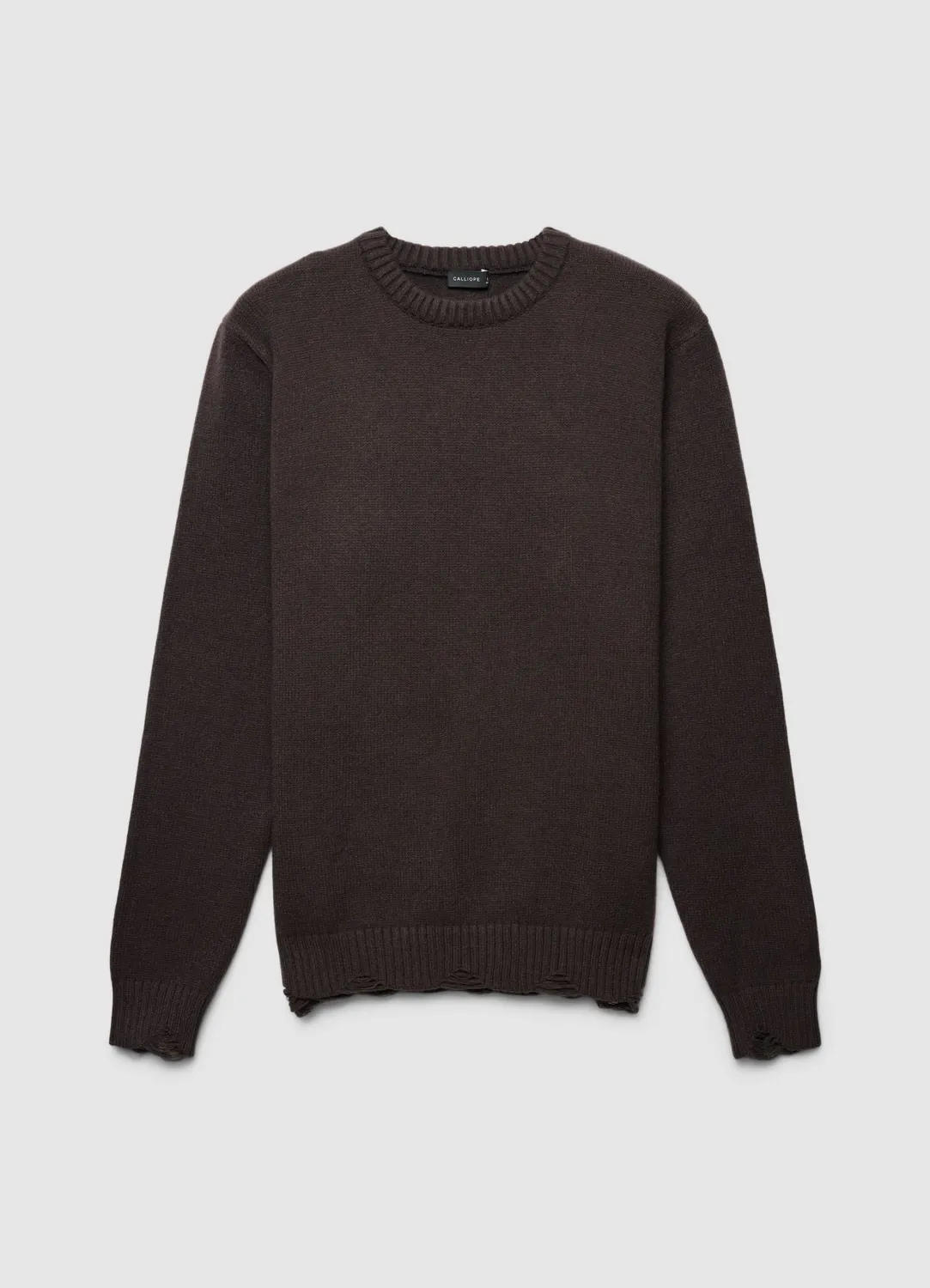 Calliope pull homme col rond déchiré manches longues