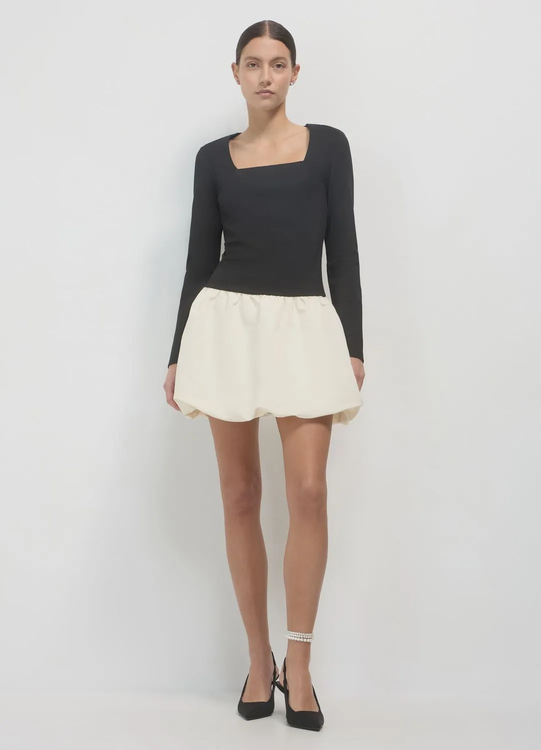 Calliope ballon bicolore robe courte femme col carré