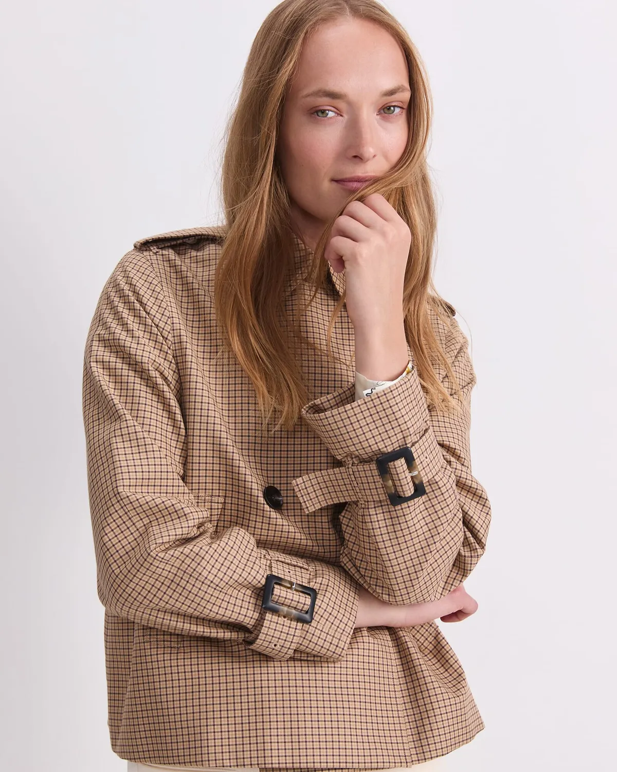 SportsCraft Audrey trench court à carreaux lin femme