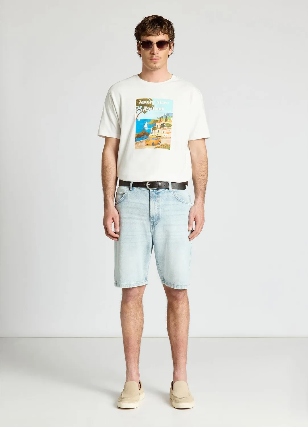 Calliope short jean homme baggy denim délavé uni