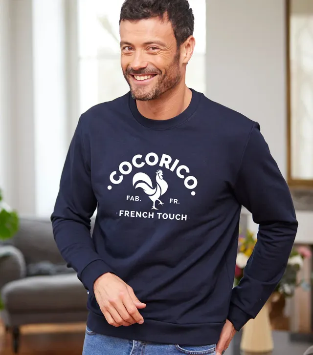 Cocorico Coq Français sweat homme marine coton