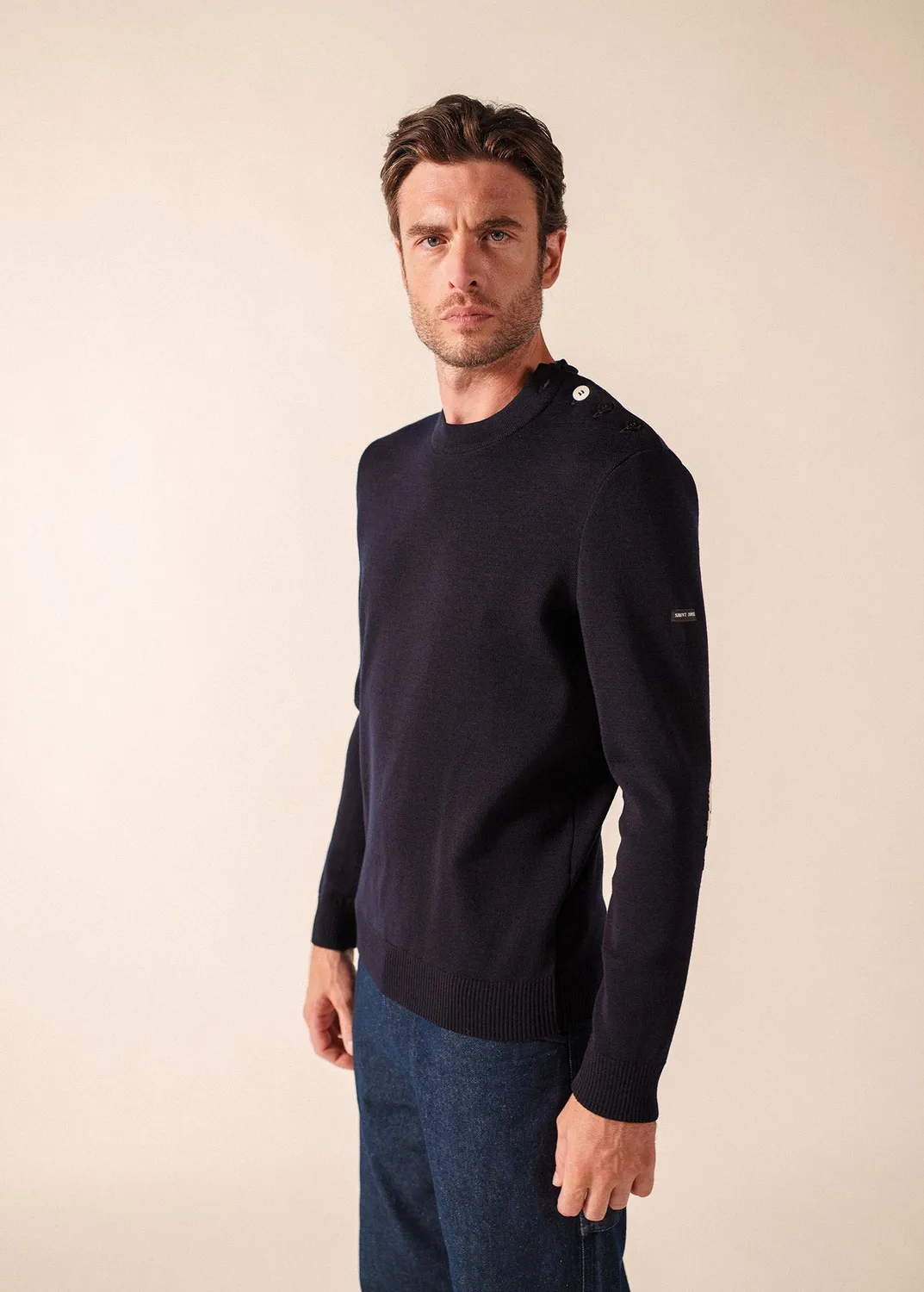 Saint James Mondiovision Bretagne pull navy multico laine