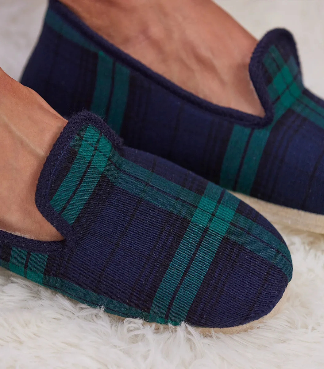 Cocorico charentaises homme vert tartan laine