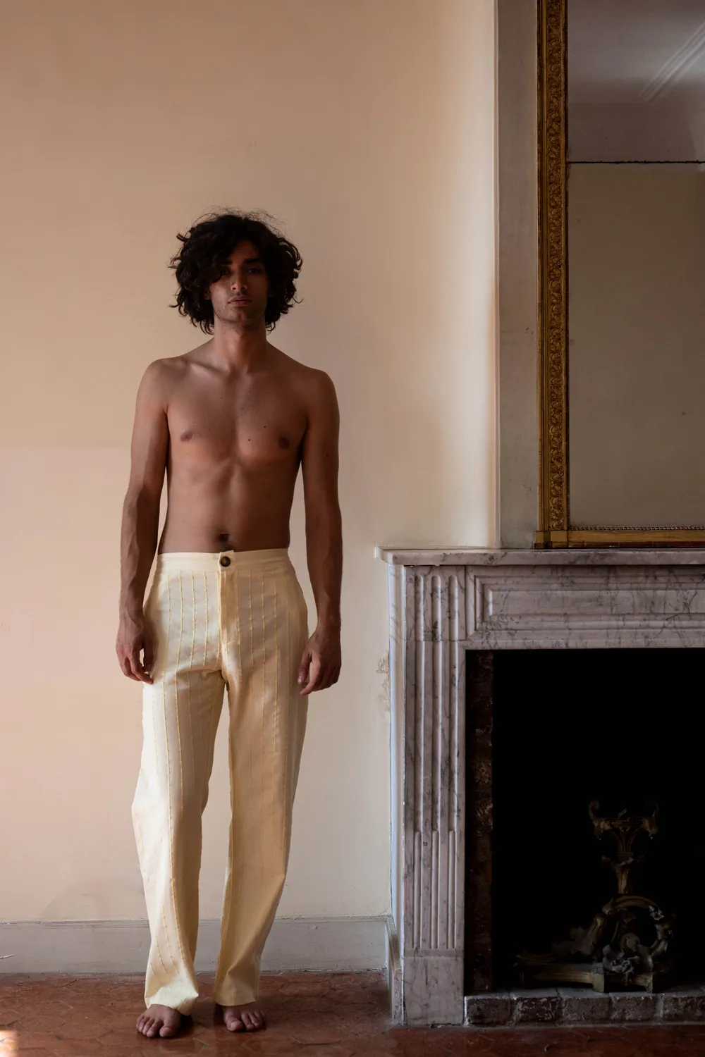 Erevan Capon Crème pantalon jacquard coton