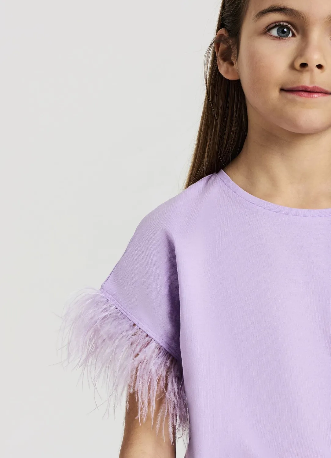 Calliope t-shirt fille manches courtes plumes