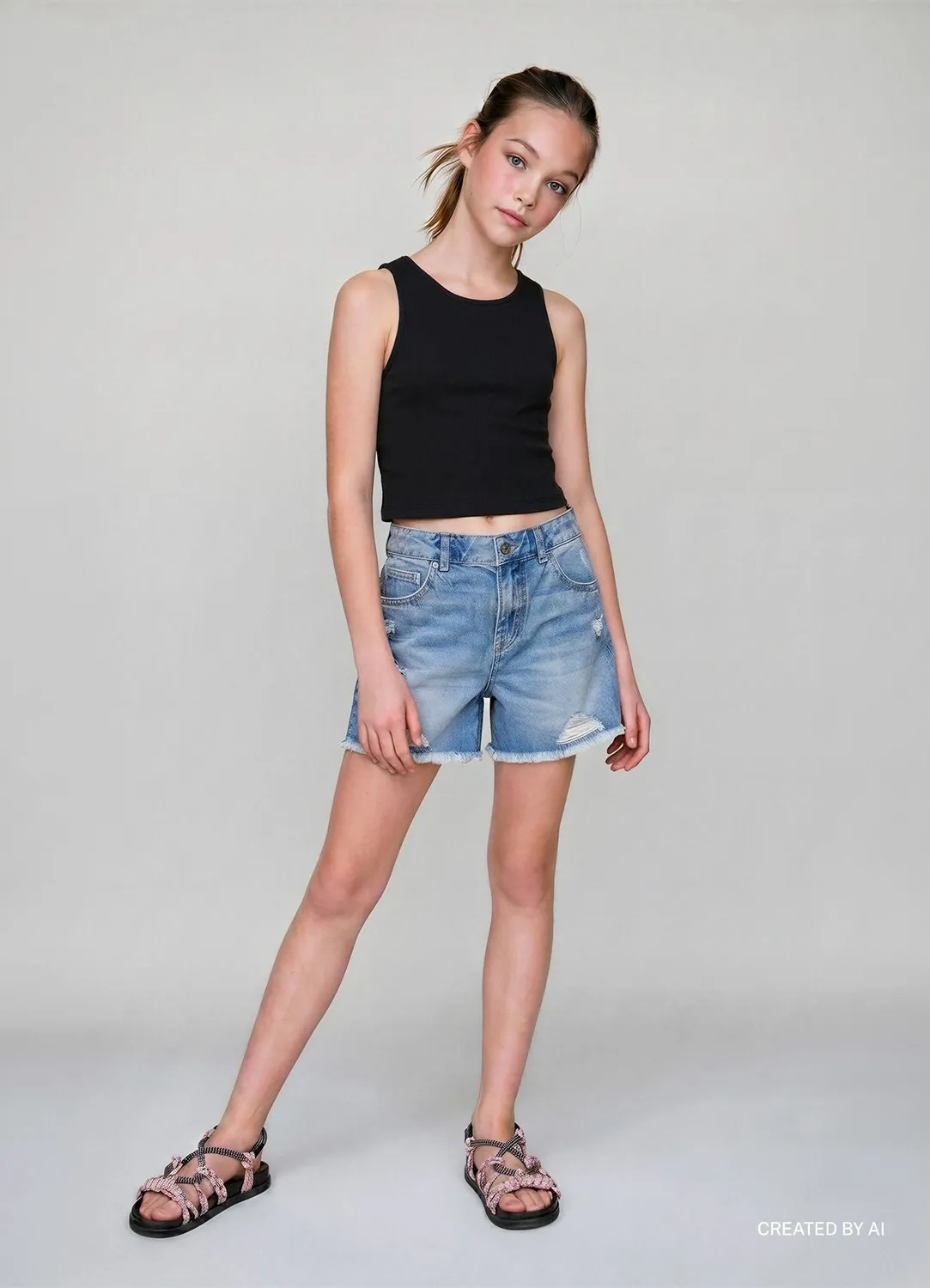 Calliope shorts mom jean déchiré fille
