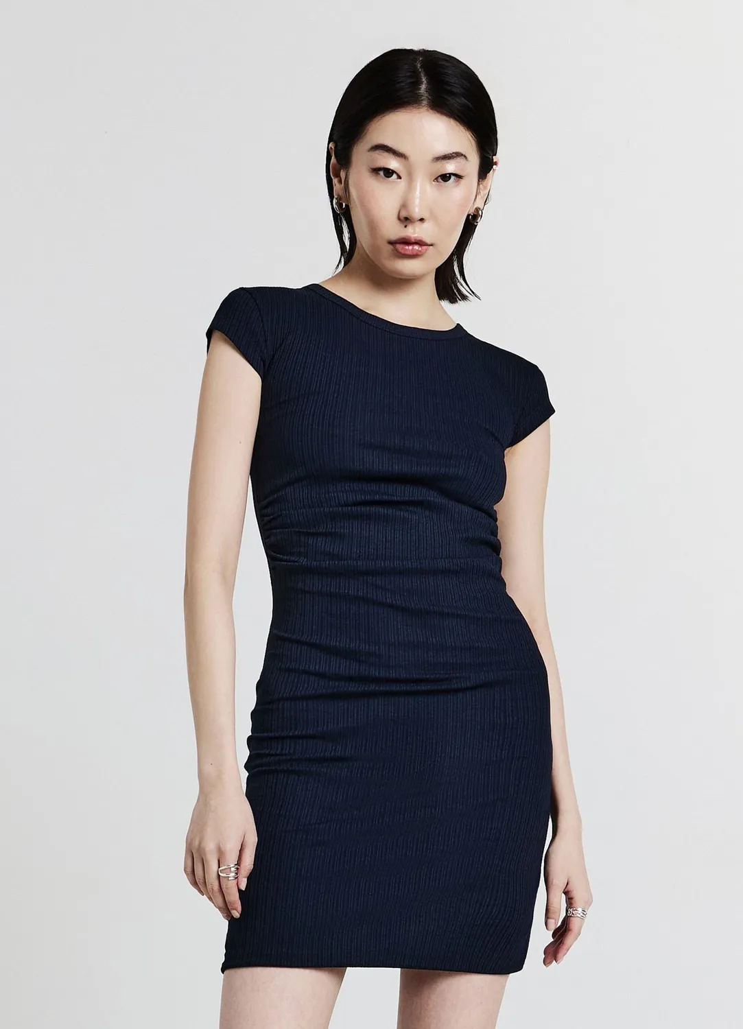 Calliope robe courte côtelée col rond femme