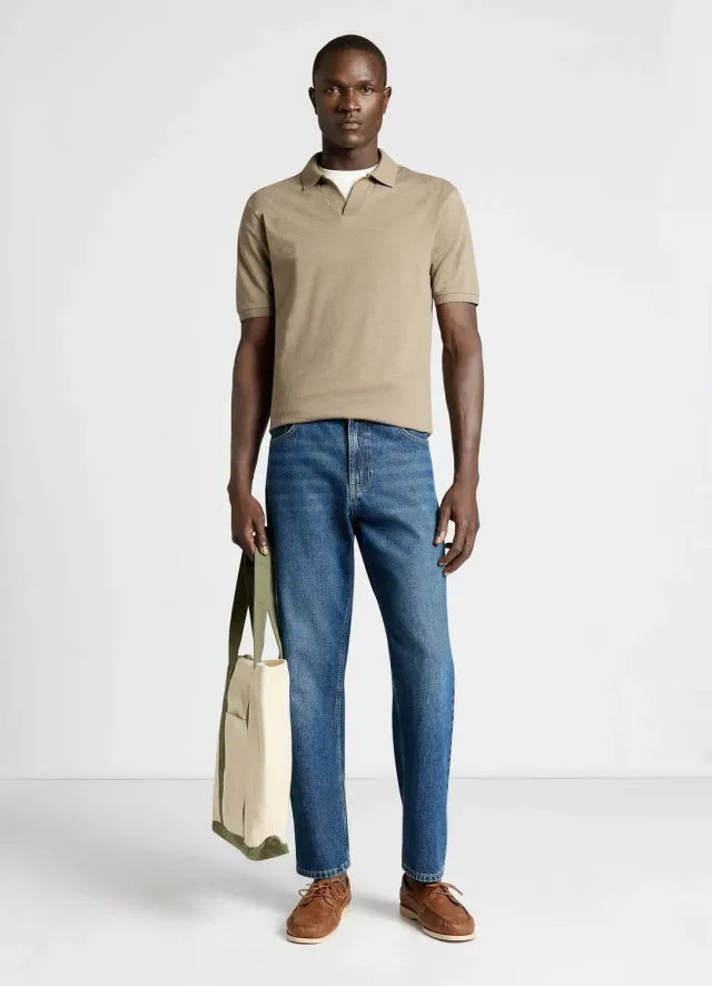 Calliope polo homme col ouvert jacquard uni