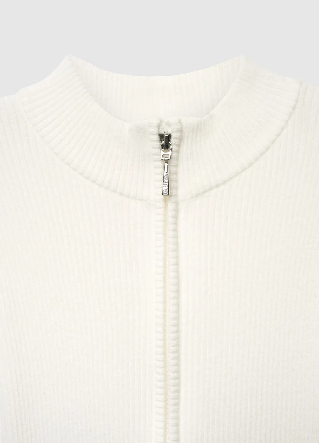 Calliope pull fille col montant zip côtelé uni
