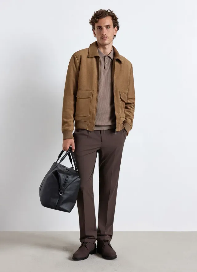 Calliope blouson homme effet suède zip poches