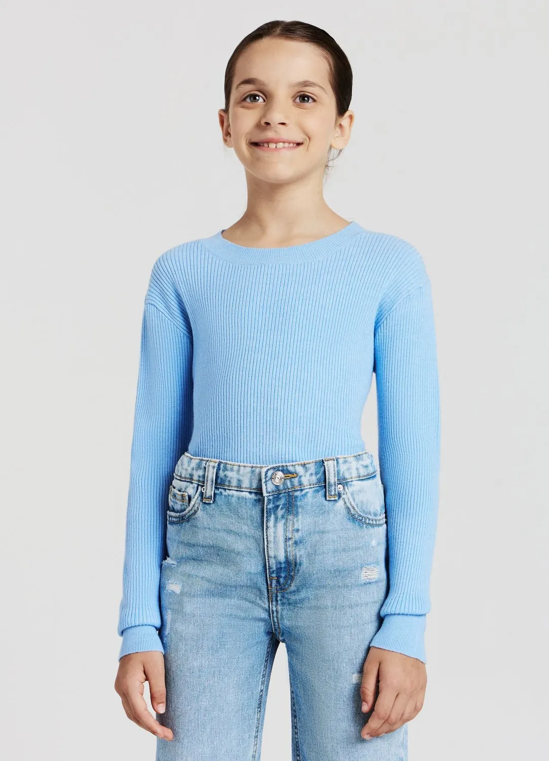 Calliope pull crop côtelé fille manches longues