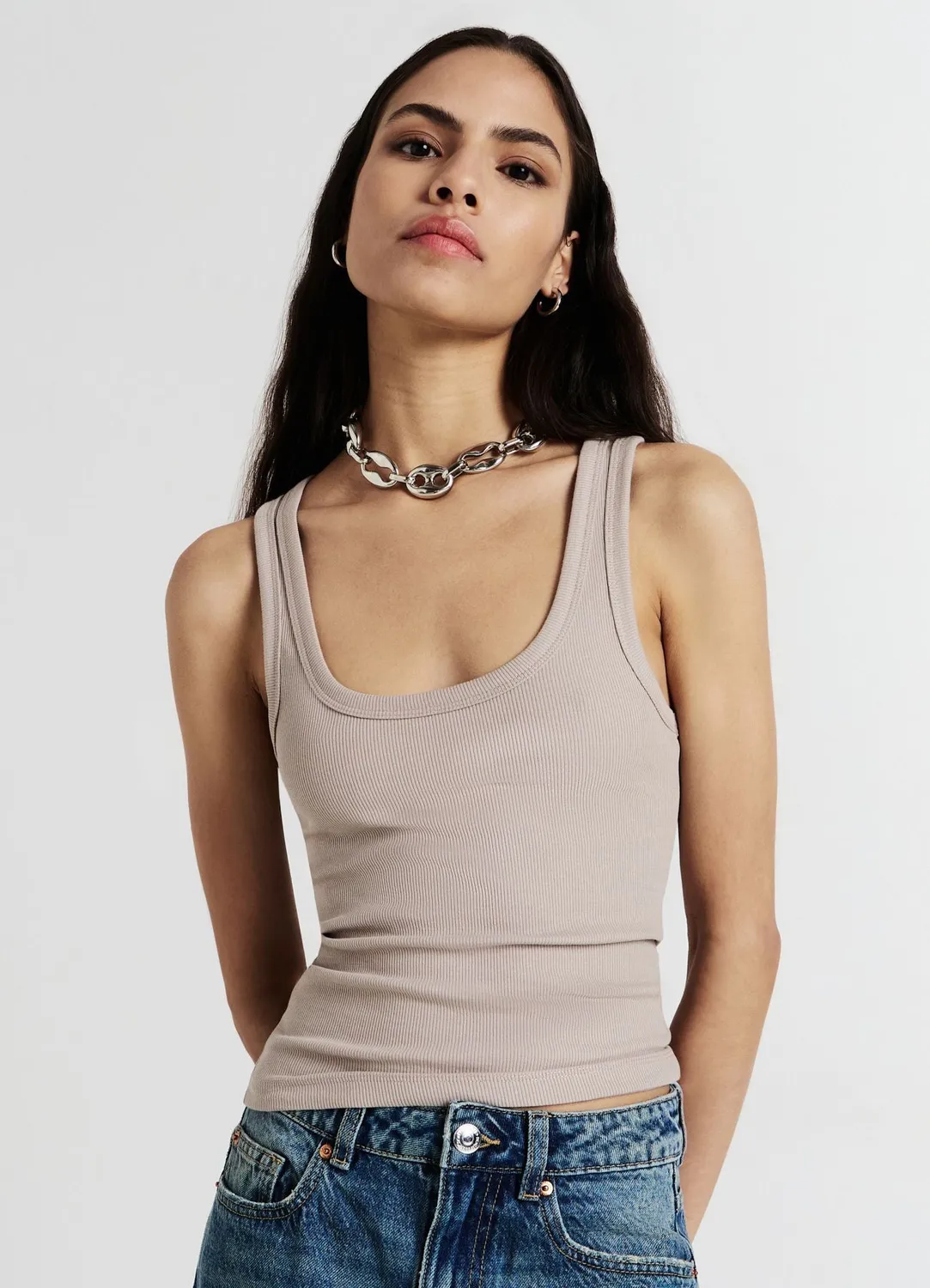 Calliope Top col large femme coton côtelé