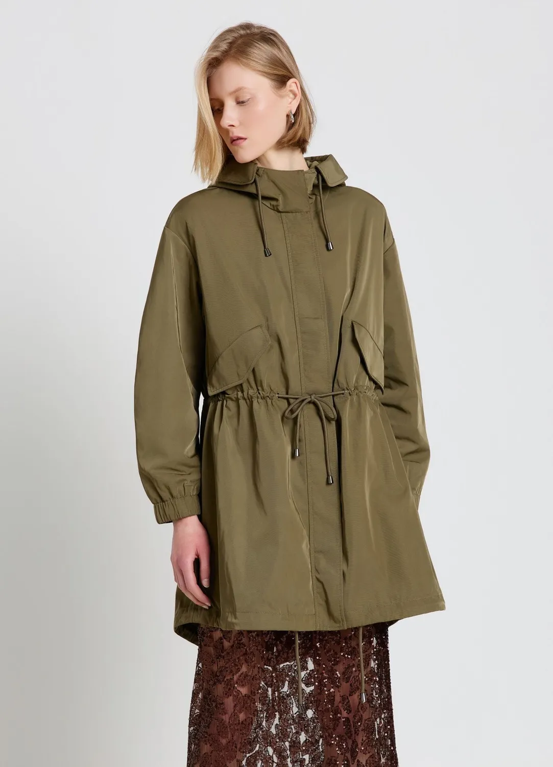 Calliope parka à capuche femme uni taille réglable