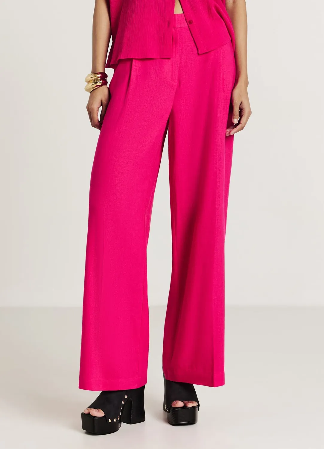 Calliope pantalon palazzo lin femme large